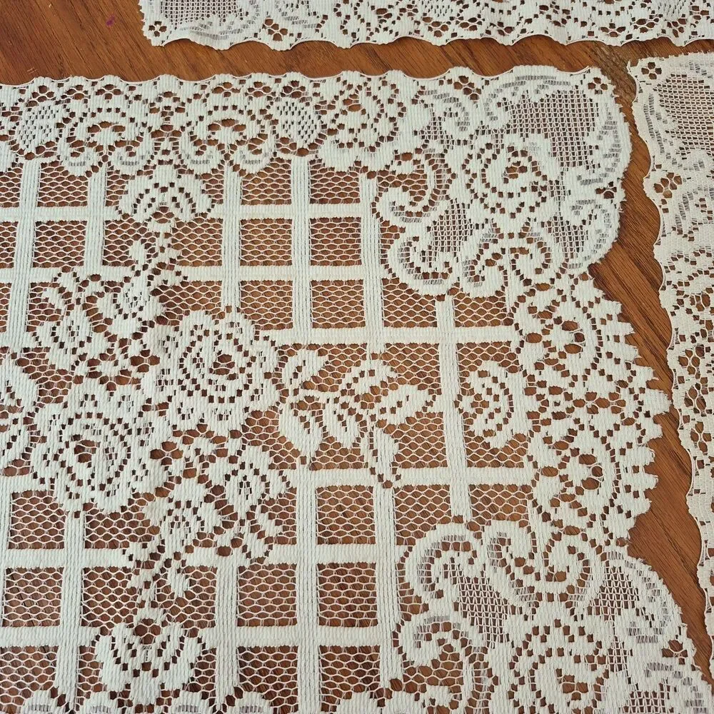 Lot of 9 Vintage Cottagecore White Cream Floral Lace Table Runners or Doilies